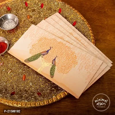 5 Pcs Peacock Pattern Laminated Envelopes - Peach-thumb5