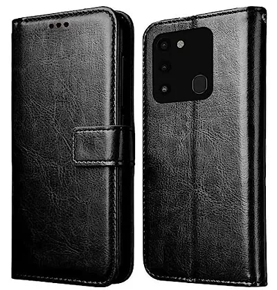 Cloudza Tecno Spark 9 Flip Back Cover | PU Leather Flip Cover Wallet Case with TPU Silicone Case Back Cover for Tecno Spark 9 Bk