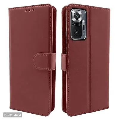 Mi Redmi Note 10 Pro, Note 10 Pro Max brown Flip Cover-thumb0