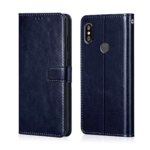 Cloudza Redmi 6 Pro Flip Back Cover | PU Leather Flip Cover Wallet Case with TPU Silicone Case Back Cover for Redmi 6 Pro Blue