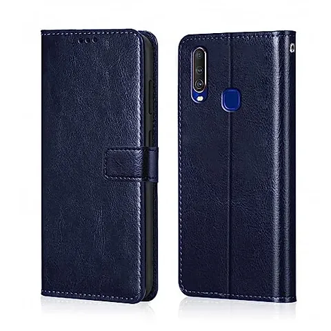 Cloudza Honor 20i Flip Back Cover | PU Leather Flip Cover Wallet Case with TPU Silicone Case Back Cover for Honor 20i Blue