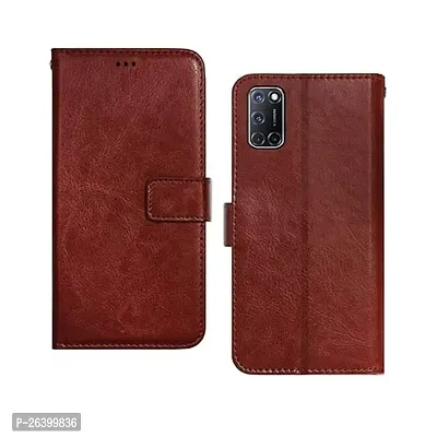 Oppo A52 Brown Flip Cover-thumb0