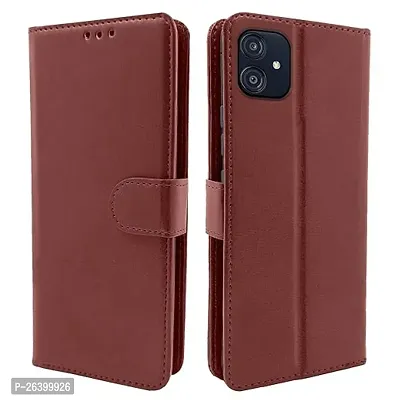Samsung Galaxy M04 A04e F04 Brown Flip Cover-thumb0