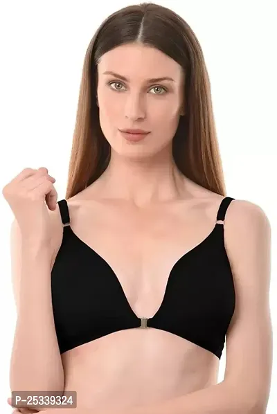 Auletics Front Open Plunge Bra - Pack of 1 (Black)-thumb0
