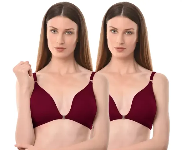 Auletics Front Open Plunge Bra - Pack of 2 (Maroon)