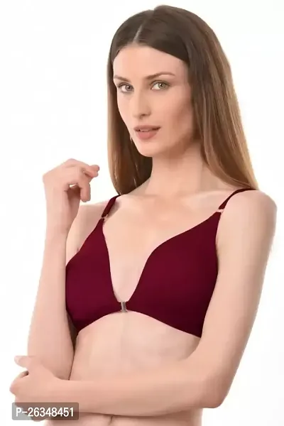 Auletics Front Open Plunge Bra - Pack of 2 (Maroon)-thumb2