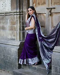 Stylish Violet Art Silk Jacquard Saree with Blouse piece For Women-thumb1