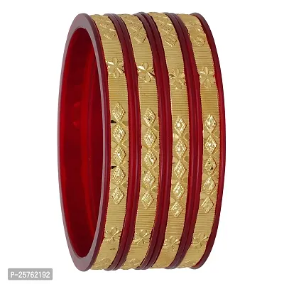 Barrfy  Collection's Micro Plating Gold Plated Bangles Set (Pack of 4 Bangles)-thumb0