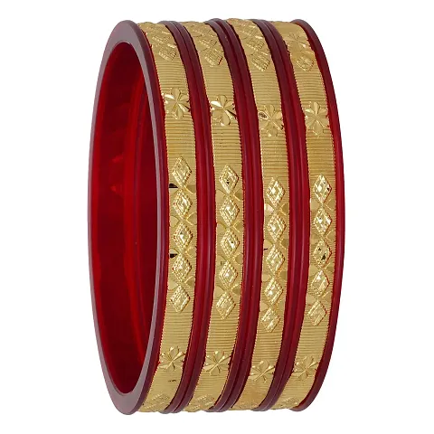 Barrfy Collection's Micro Plating Plated Bangles Set (Pack of 4 Bangles)