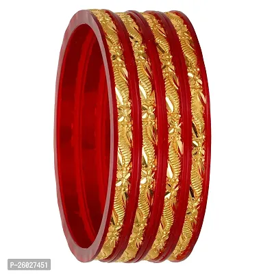 Barrfy  Collection's Micro Plating Gold Plated Bangles Set (Pack of 4 Bangles)-thumb0