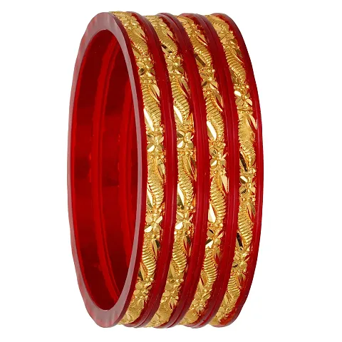 Joyeria Fashions Micro Plating Plated Bangles Set (Pack of 4 Bangles)