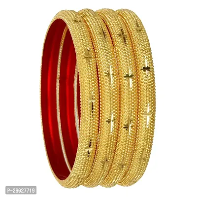 Barrfy  Collection's Micro Plating Gold Plated Bangles Set (Pack of 4 Bangles)-thumb0