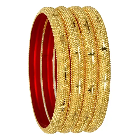 Joyeria Fashions Micro Plating Plated Bangles Set (Pack of 4 Bangles)