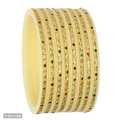 Barrfy  Collection's Micro Plating Gold Plated Bangles Set (Pack of 8 Bangles)
