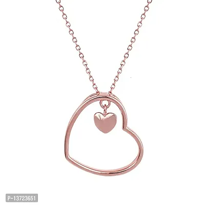 Trendy Sterling Silver Rose Gold American Diamond Pendant For Women