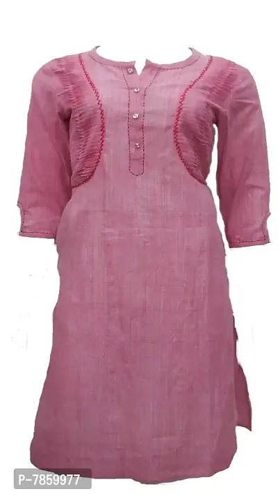 V's Fashion Point Jaipuri Cotton Kurtis, (Size-Small, Colour - Pink), Pocket Kurti