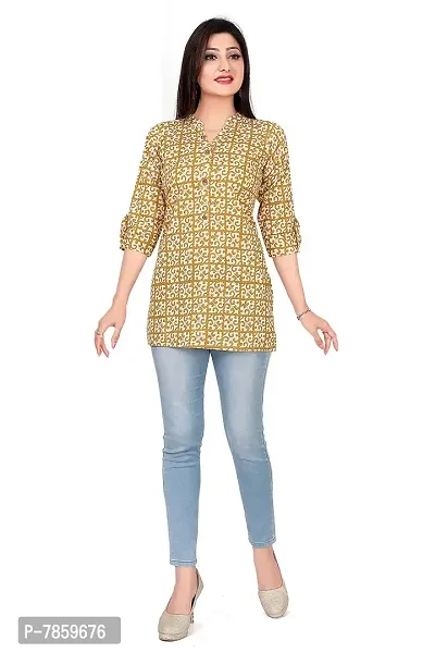 V's Fashion Point Cotton Short Kurtis/Tops for Women, Muster Size XXL Yellow