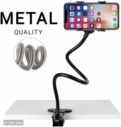 Lovemetz Mobile Stand Holder Metal Built - Cell Phone Stand Perfect For Video Table Online Class Home Bed Flexible Charging Hand Bike Movie Office Gift Desktop Heavy Duty Foldable Lazy Bracket Clip Mount Multi Angle Clamp For All Smartphones Mobile Holder-thumb0