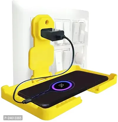 Mopslik Electric Plug Socket Hanging Mobile Charging Holder Stand Yellow Pack Of 1 Mobile Holder-thumb0