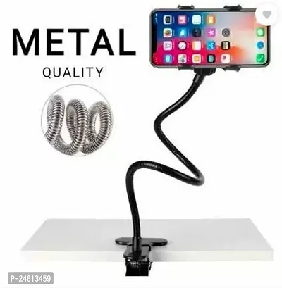 Metal Lazy Mobile Phone Holder Mount Stand Gooseneck Long Arm Clip Compatible With All Mobile Phones Size Up To 6.5 Inch For Watch Movies, Videos Attend Online Classes Mobile Holder-thumb0