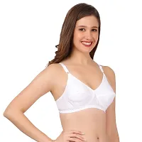 FLOMI Women Full Coverage Non Padded Wirefree Cotton T Shirt Bra 2 Pack Combo (36B, White)-thumb3