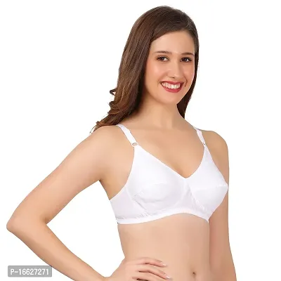 FLOMI Women Full Coverage Non Padded Wirefree Cotton T Shirt Bra 2 Pack Combo (36B, White)-thumb4