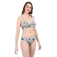 FLOMI Women Full Coverage Non Padded Wire Free Pure Cotton Multicolor Floral Print Bra Panty Combo Sets-thumb4