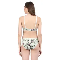 FLOMI Women Full Coverage Non Padded Wire Free Pure Cotton Multicolor Floral Print Bra Panty Combo Sets-thumb2