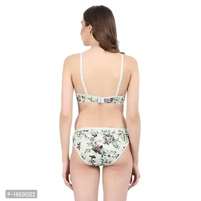 FLOMI Women Full Coverage Non Padded Wire Free Pure Cotton Multicolor Floral Print Bra Panty Combo Sets-thumb3