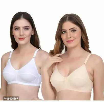 FLOMI Women Full Coverage Non Padded Wire Free T Shirt Bra 2 Pack Combo