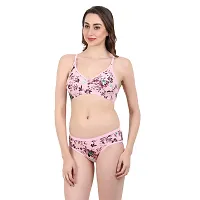 FLOMI Women Full Coverage Non Padded Wire Free Pure Cotton Multicolor Floral Print Bra Panty Combo Sets-thumb3