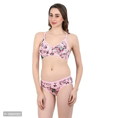 FLOMI Women Full Coverage Non Padded Wire Free Pure Cotton Multicolor Floral Print Bra Panty Combo Sets-thumb4