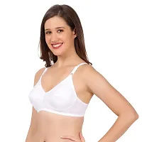 FLOMI Women Full Coverage Non Padded Wirefree Cotton T Shirt Bra 2 Pack Combo (36B, White)-thumb2