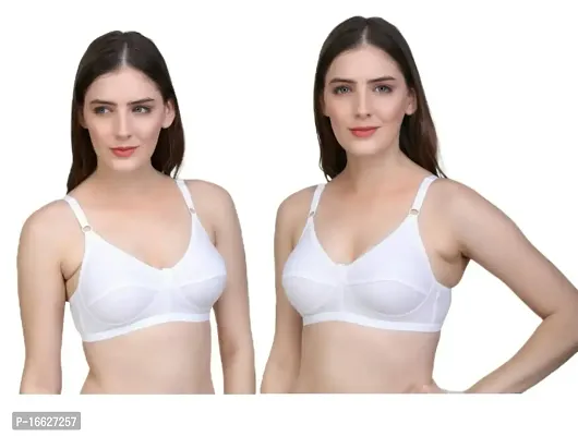 FLOMI Women Full Coverage Non Padded Wire fire Cotton Bra 2 Pack Combo