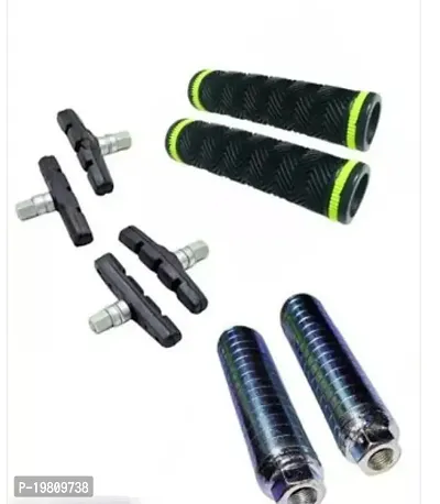 Cycle Handle Grips Set And Foot Rest Set With Brake Shoes