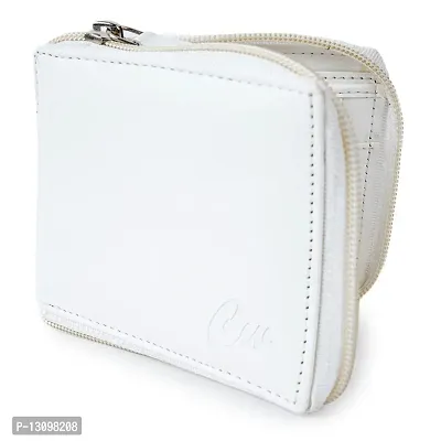 Classic World Zip closure High quality Artificial Leather white wallet