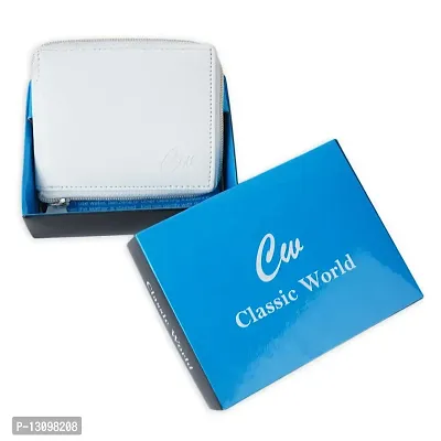 Classic World Zip closure High quality Artificial Leather white wallet-thumb5