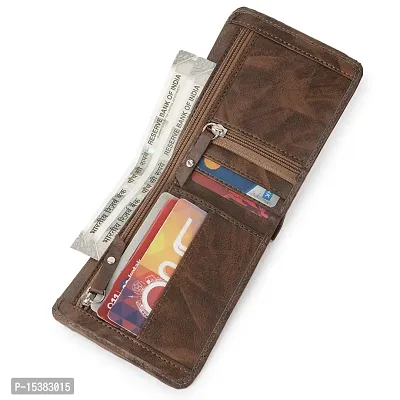 Classic World New Trendy Men Brown Two Fold leather Wallet-thumb0