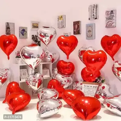 Happy Anniversary Foil Balloons Silver And Red Heart Balloon -Pack of 20-thumb0