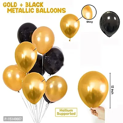 7th Birthday Baby Girl/Boy Decoration Combo. Number Foil Balloon(1pc) and Gold  black Latex Balloons (50pc) Set 51Pcs-thumb4