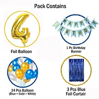 Blue Happy Birthday Decoration Combo - 29 Pieces Set (1 Birthday Banner, 24 Balloons,3 Foil Curtains,1 Foil Number Balloon)-thumb1