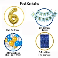 Blue Happy Birthday Decoration Combo - 29 Pieces Set (1 Birthday Banner, 24 Balloons,3 Foil Curtains,1 Foil Number Balloon)-thumb1