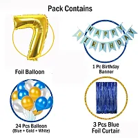 Blue Happy Birthday Decoration Combo - 29 Pieces Set (1 Birthday Banner, 24 Balloons,3 Foil Curtains,1 Foil Number Balloon)-thumb1