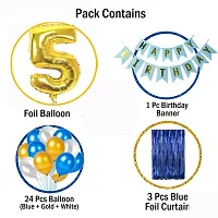 Blue Happy Birthday Decoration Combo - 29 Pieces Set (1 Birthday Banner, 24 Balloons,3 Foil Curtains,1 Foil Number Balloon)-thumb1