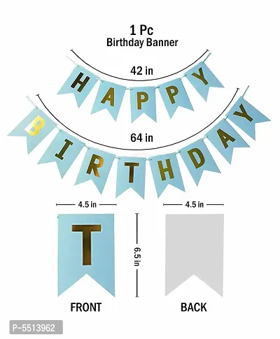 Blue Happy Birthday Decoration Combo - 29 Pieces Set (1 Birthday Banner, 24 Balloons,3 Foil Curtains,1 Foil Number Balloon)-thumb4