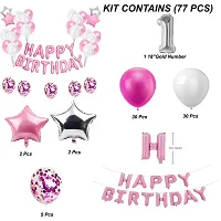 2nd Happy Birthday Foil Balloons Decoration Kit Items Combo Pink- 71 Pieces,13  Happy Birthday Letter Foil Balloons, 4 Star Foil Balloons,1 Number Foil Balloon-thumb1