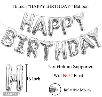 Happy Birthday Decoration Items Or Kit Of 77 Items  1 Happy Birthday Silver Foil Balloons With 70 Hd Metallic Balloons , 3 Star Shape Foil Balloons , 1 Pink Champagne Bottle Balloon ,Number 15 Silver Foil Balloon-thumb4