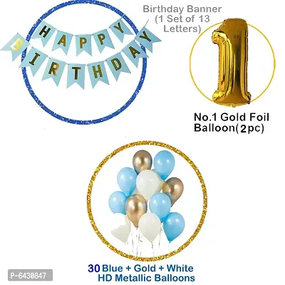 Blue Happy Birthday Decoration Combo-32Pcs Set(1 Banner and 30 Balloons and 2 Number)For Kids 10Th Birthday-thumb2