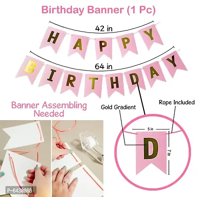 Pink Happy Birthday Decoration Combo-32Pcs Set( 1Banner and 30 Balloons and 1 Number)For Baby 1St Birthday-thumb3