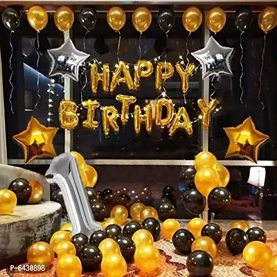 1St Birthday Decoration Kit With Happy Birthday Foil Set,4 Star Foil,1 Number Foil Set,40 Latex Balloons (Set Of 46)